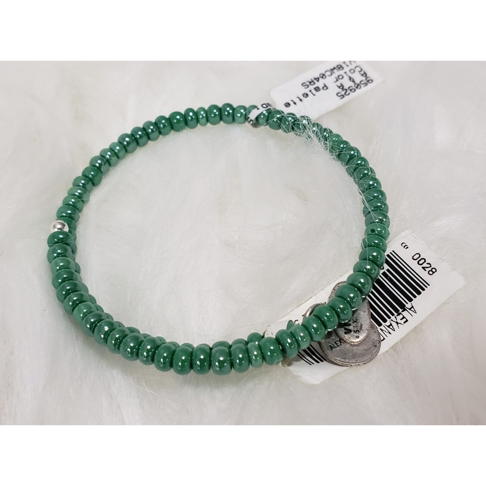 NEW Alex and Ani SAGE GREEN Color Palette Beaded Wrap Rafaelian Gold Bracelet